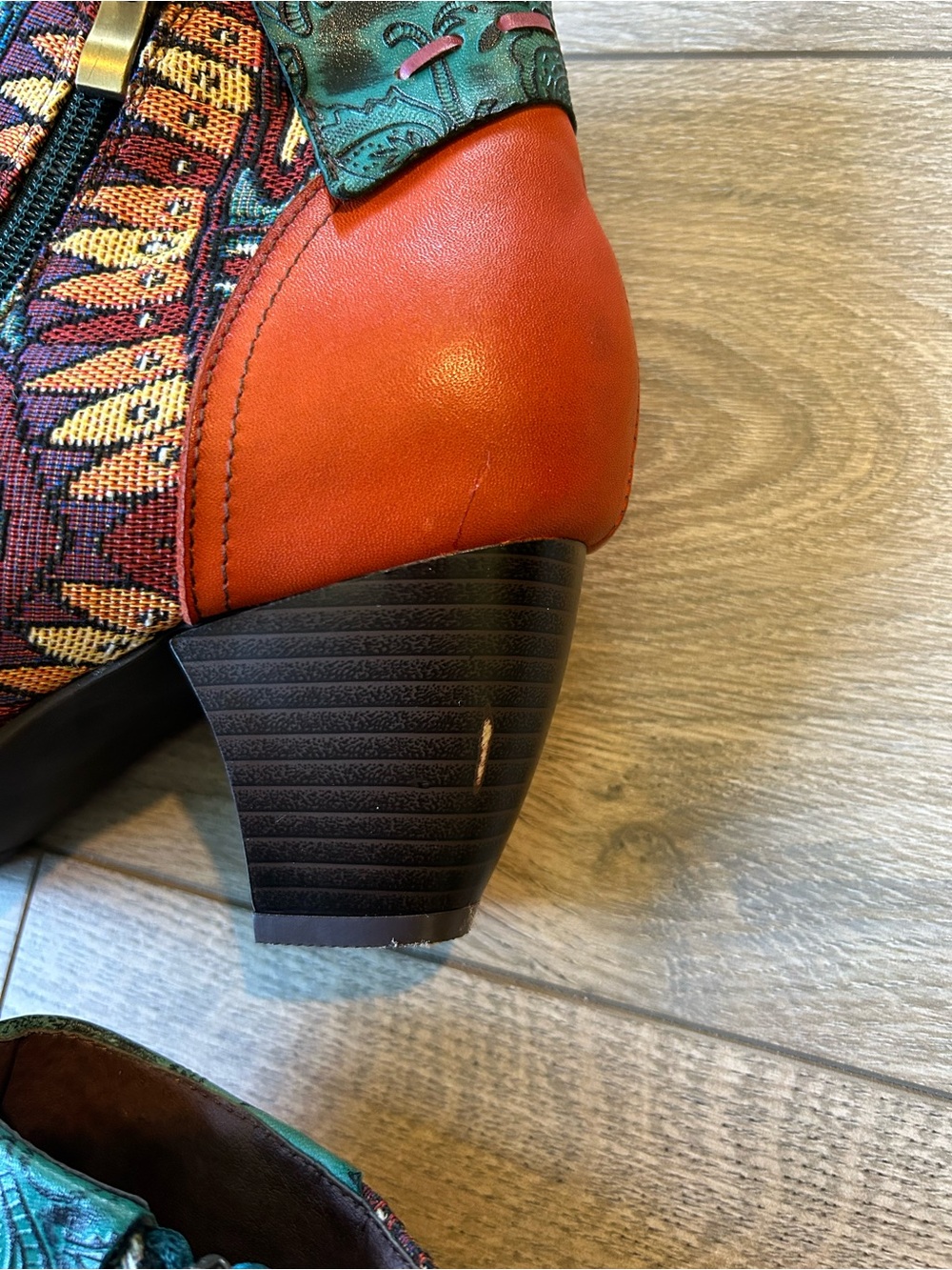 Socofy Colorful Leather and textile Booties Size Euro 42 / US Size 11 - Picture 6 of 10